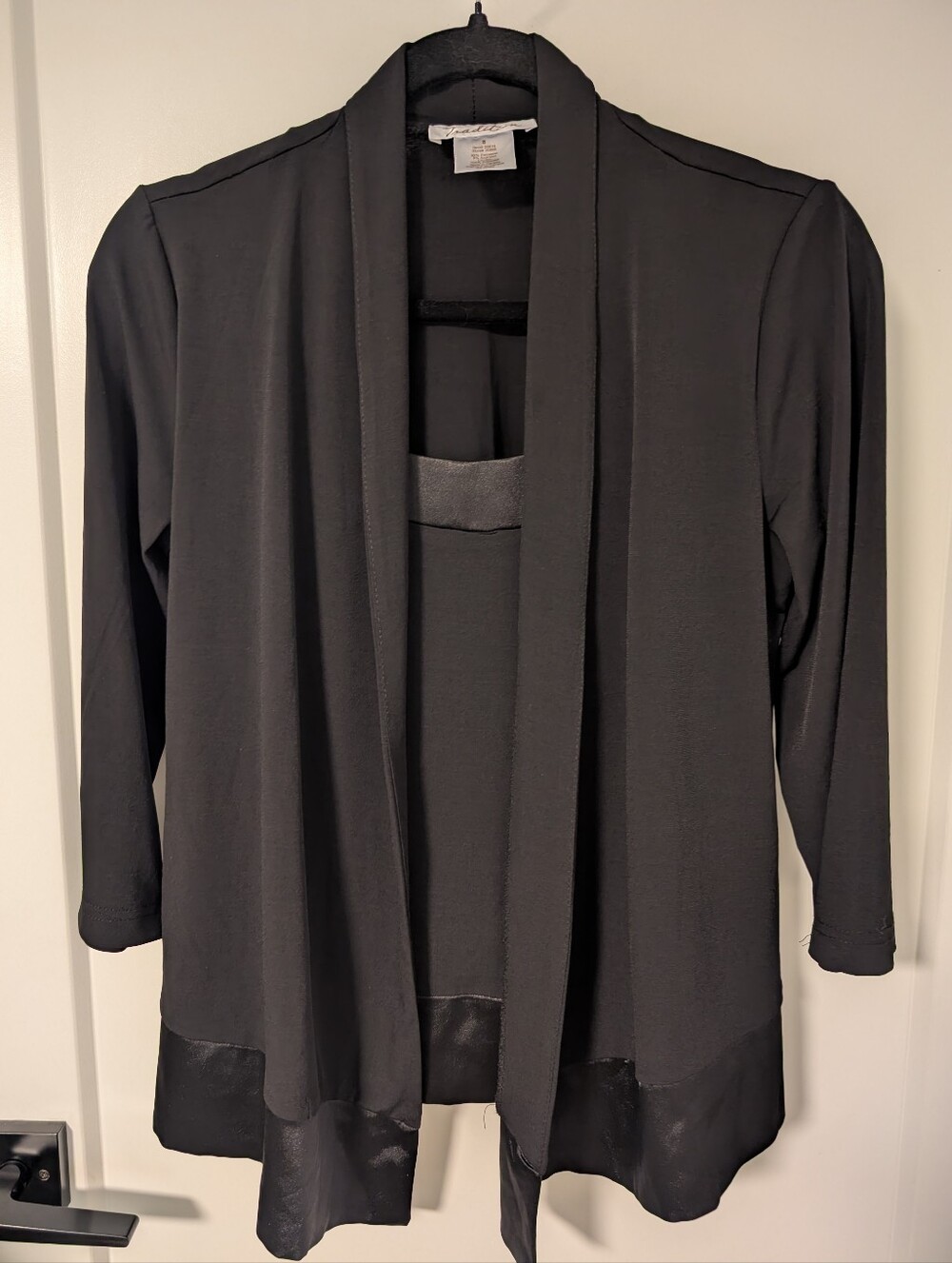 Black 3/4 Sleeve Jacket With Attached Camisole